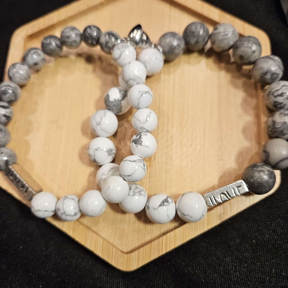 White Turquoise Magnetic COUPLE'S Stretch Bracelet